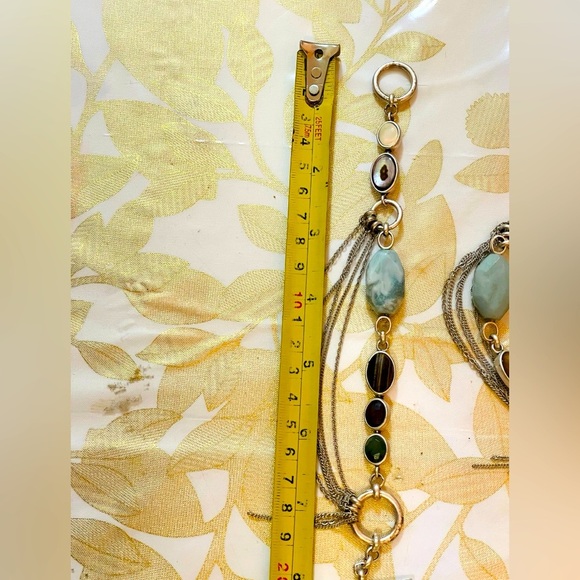 VTG Kenneth Cole Aquamarine Beaded Necklace/ Bracelet Multi-Chain Pearl Abalone - Picture 5 of 9